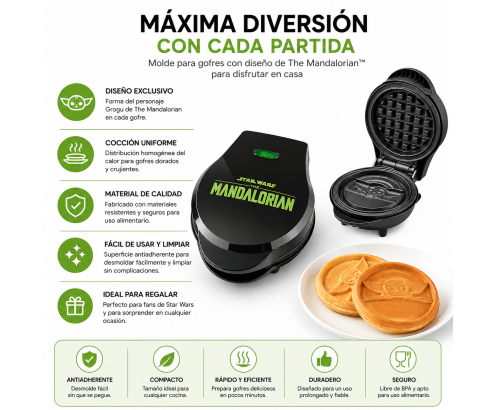 Mini Gofrera Star Wars The Mandalorian Grogu Antiadherente Compacta