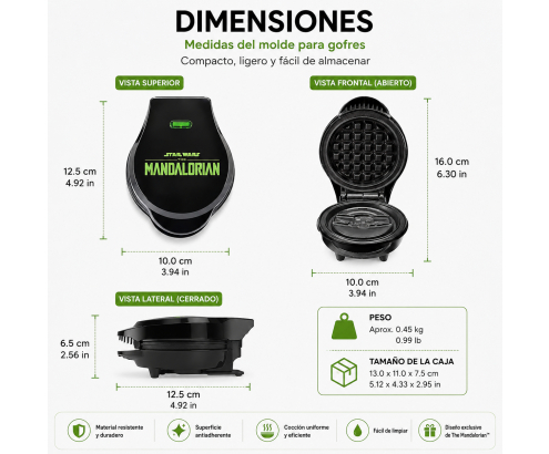 Mini Gofrera Star Wars The Mandalorian Grogu Antiadherente Compacta