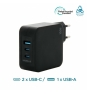 Mobilis Charger 100W 2USB C 1USBA GaN cable 100W Portátil, Smartphone, Tableta Negro Corriente alterna Interior