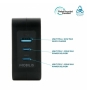 Mobilis Charger 100W 2USB C 1USBA GaN cable 100W Portátil, Smartphone, Tableta Negro Corriente alterna Interior
