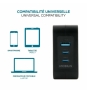 Mobilis Charger 100W 2USB C 1USBA GaN cable 100W Portátil, Smartphone, Tableta Negro Corriente alterna Interior
