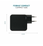 Mobilis Charger 100W 2USB C 1USBA GaN cable 100W Portátil, Smartphone, Tableta Negro Corriente alterna Interior