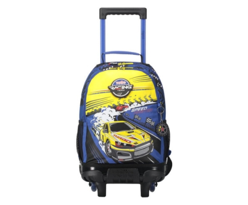 MOCHILA ESCOLAR CON RUEDAS MEDIANA DE CARRERAS DE COCHES TOTTO MJ03VLC005-2310-6J7M