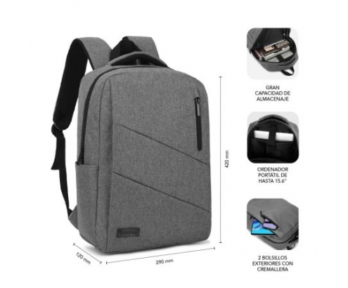 Mochila subblim city backpack para portatiles 15.6p puerto usb gris SUB-BP-2BL2000