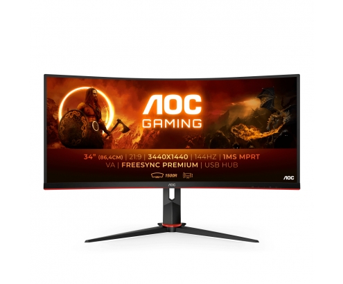 Monitor Curvo Gaming AOC G2 3440 x 1440 Pixeles Quad HD 34P LED Negro