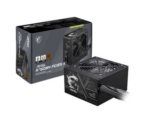 MSI MAG A750BN PCIE5 II unidad de fuente de alimentación 750 W 24-pin ATX ATX Negro