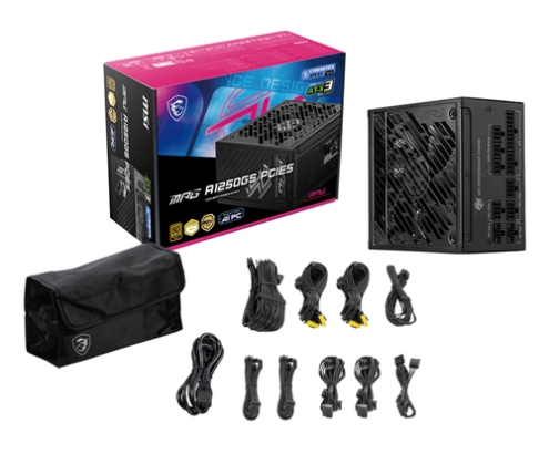MSI MPG A1250GS PCIE5 unidad de fuente de alimentación 1250 W 20+4 pin ATX ATX Negro