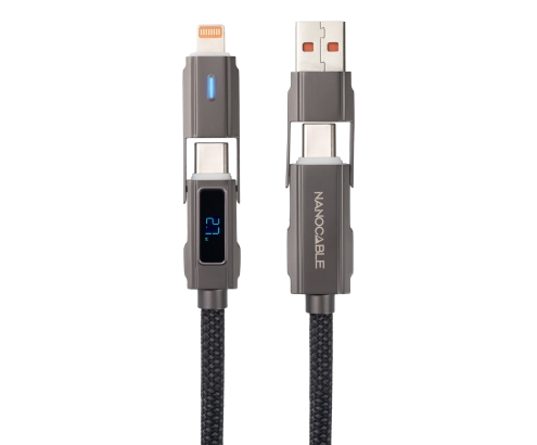 Nanocable 10.01.2501 cable USB 1 m USB A/USB C USB C/Lightning Negro