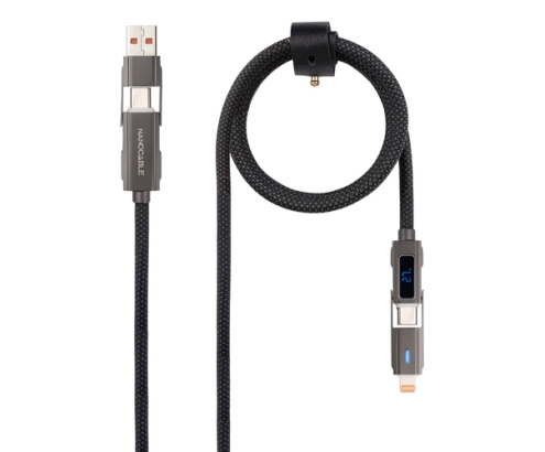 Nanocable 10.01.2501 cable USB 1 m USB A/USB C USB C/Lightning Negro