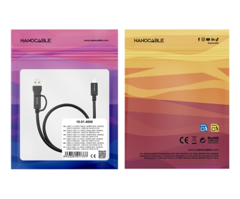 Nanocable 10.01.4803 cable USB USB 3.2 Gen 2 (3.1 Gen 2) 3 m USB A/USB C USB C Negro