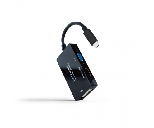 Nanocable 10.16.4301-ALL adaptador de cable de vídeo 0,2 m USB Tipo C DVI-D + VGA (D-Sub) + HDMI Negro