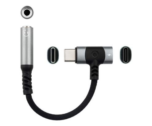 Nanocable 10.24.1207 cambiador de género para cable USB-C + USB-C 3.5 mm Negro