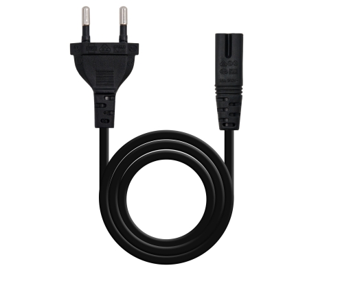 Nanocable Cable de Alimentación con forma 8, CEE7/16/M – C7/H, Negro, 2m