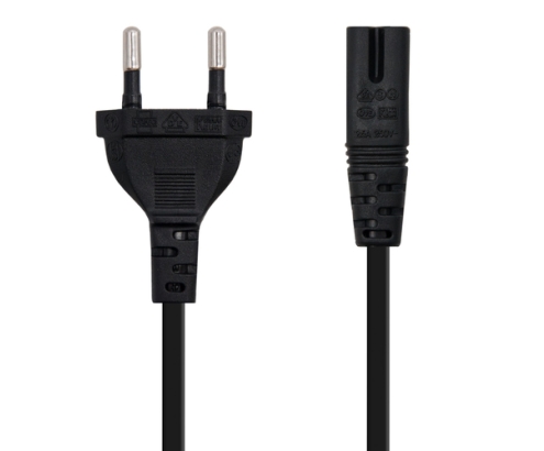 Nanocable Cable de Alimentación con forma 8, CEE7/16/M – C7/H, Negro, 2m