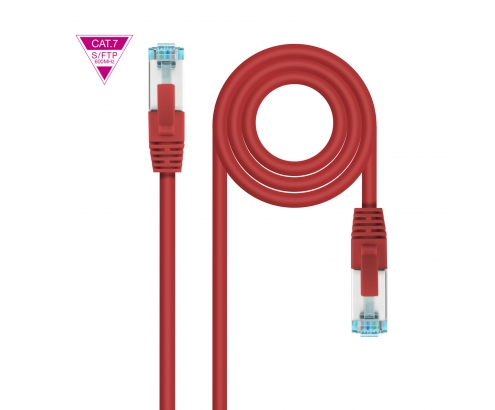 Nanocable Cable de Red Cat.7 600MHZ LSZH SFTP PIMF AWG26, Rojo, 25 cm