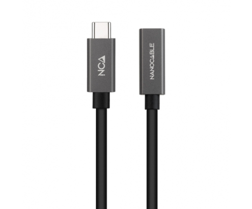 Nanocable Cable Prolongador USB-C 3.2 Gen2x2 20Gbps 3A, 4K/60Hz, USB-C/M-USB-C/H, Negro, 1 m