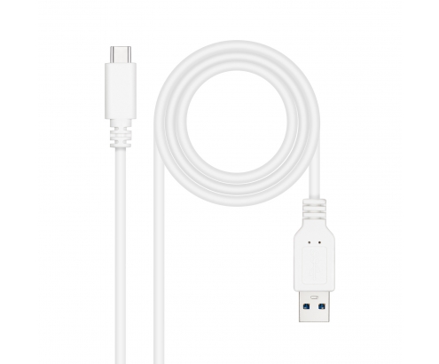 Nanocable Cable USB 3.1, Gen2 10 Gbps 3A, tipo USB-C/M-A/M, Blanco, 0.5 m