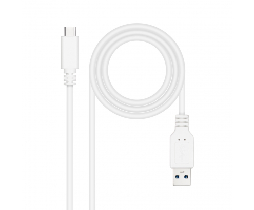 Nanocable Cable USB 3.1, Gen2 10 Gbps 3A, tipo USB-C/M-A/M, Blanco, 1 m