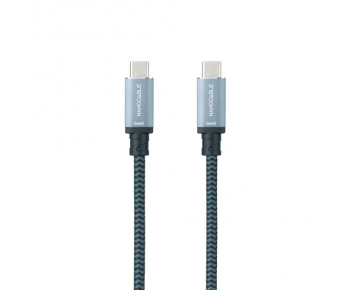 Nanocable Cable USB 3.1 Gen2 10Gbps 5A, 4K/60Hz, USB-C/M-USB-C/M, Gris/Negro, 1 m