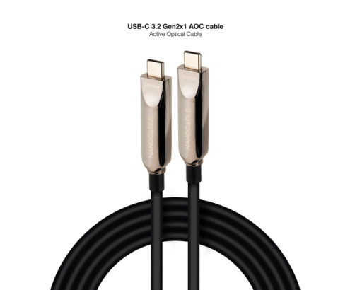 Nanocable Cable USB 3.2 Gen2x1 AOC, 60W 3A PD 10Gbps 8K@60Hz, USB-C M/M, 5m, Negro