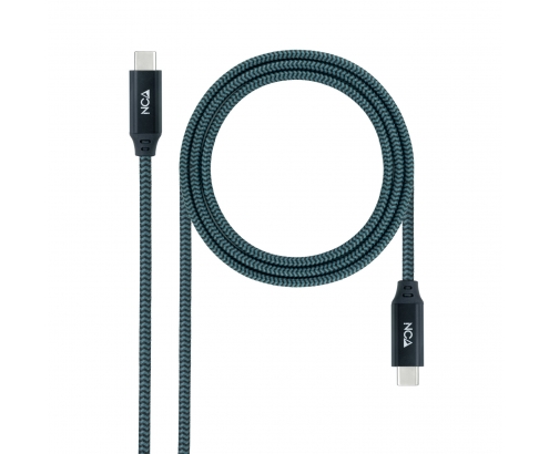 Nanocable Cable USB 3.2 Gen2x2 20Gbps 5A/100W 4K/60Hz USB-C/M-USB-C/M, Gris/Negro, 0.5 m