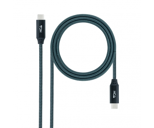 Nanocable Cable USB 3.2 Gen2x2 20Gbps 5A/100W 4K/60Hz USB-C/M-USB-C/M, Gris/Negro, 1.5 m