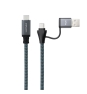 Nanocable Cable USB 3.2 Gen2x2 20Gbps 5A/100W, USB-C+USB-A/M a USB-C/M, Gris/Negro, 3m