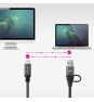 Nanocable Cable USB 3.2 Gen2x2 20Gbps 5A/100W, USB-C+USB-A/M a USB-C/M, Gris/Negro, 3m
