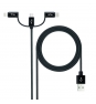 Nanocable Cable USB 3 en 1 Carga/Datos USB-A a USB-C/Micro USB/Lightning 1 m, Negro