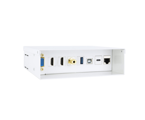 Nanocable Caja de conexiones multimedia de pared VGA + 2xHDMI + JACK3.5 + 1xUSB-C 10G + 1xUSB-B 2.0 + 1xUSB-A 3.0 + 1xRJ45 Cat.6A STP, Blanco