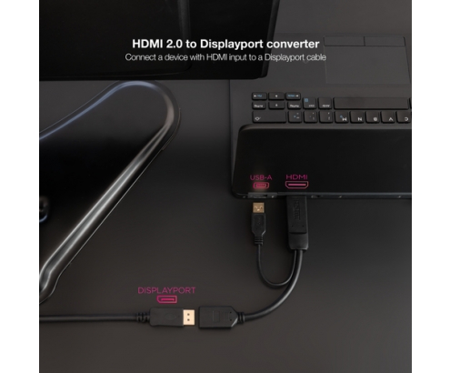 Nanocable Conversor HDMI 2.0 a DisplayPort V1.2 Negro, 20 cm