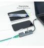 Nanocable Conversor USB-C a Ethernet Gigabit + 3XUSB 3.0, Aluminio, Gris, 15 cm