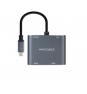 Nanocable Conversor USB-C a HDMI/VGA/USB3.0/PD 15 cm, Gris