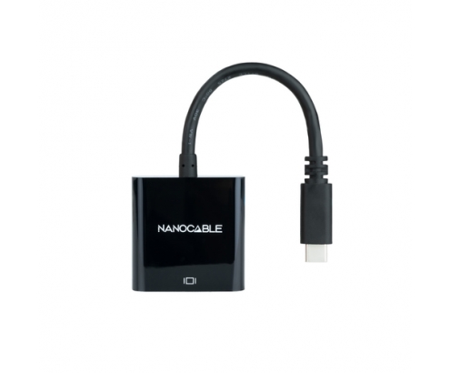 Nanocable Conversor USB-C a VGA, USB-C/M-VGA/H, Negro, 10 cm