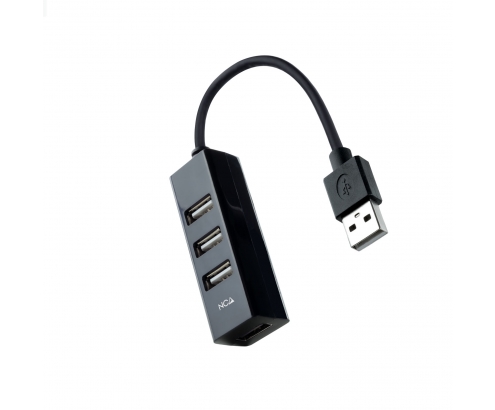 Nanocable Hub USB 2.0 con 4 Puertos de USB 2.0, USB-A/M-USB 2.0/H, Negro, 15 cm