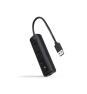 Nanocable Hub USB-A 3.0 a 3xUSB-A 3.0 + RJ45, USB-A/M- USB-A/M-RJ45/H, Negro, 15 cm