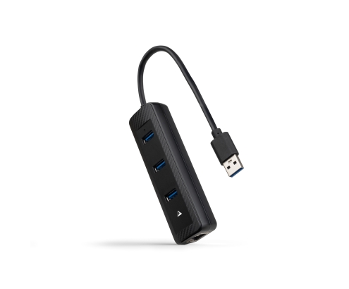 Nanocable Hub USB-A 3.0 a 3xUSB-A 3.0 + RJ45, USB-A/M- USB-A/M-RJ45/H, Negro, 15 cm
