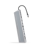 Nanocable HUB USB-C 12 en 1, Conversor USB-C 3.1 a 3xUSB-A 3.0 + USB-C 3.0 + USB-C PD 100W + 2xHDMI 4K60Hz + DP 4K60Hz + RJ45 1Gbps + SD/TF 3.0 + Audi