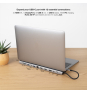Nanocable HUB USB-C 12 en 1, Conversor USB-C 3.1 a 3xUSB-A 3.0 + USB-C 3.0 + USB-C PD 100W + 2xHDMI 4K60Hz + DP 4K60Hz + RJ45 1Gbps + SD/TF 3.0 + Audi