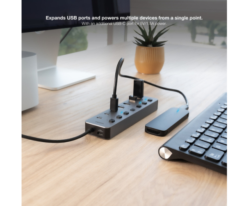 Nanocable HUB USB-C+USB-A/M a 4xUSB-A + 3xUSB-C 3.0 + USB-C 5V