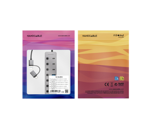Nanocable HUB USB-C+USB-A/M a 4xUSB-A + 3xUSB-C 3.0 + USB-C 5V