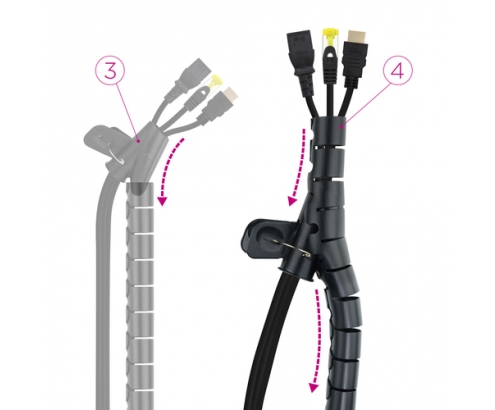 Nanocable Organizador de Cables Flexible 25 mm, Negro, 2 m