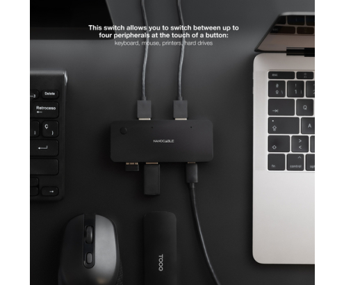 Nanocable Switch Conmutador 2x USB 3.0 a 2xUSB-A 3.0 + 2x USB-C 3.0