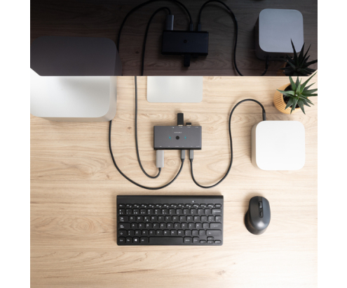 Nanocable Switch Conmutador KVM 2x USB-C a 3xUSB-A+2xPD+HDMI+DP+Audio