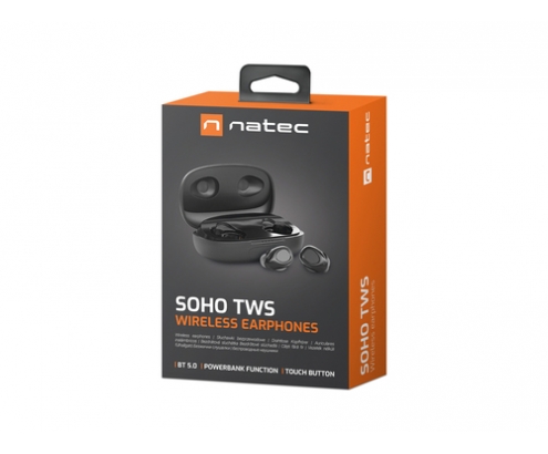 NATEC Soho TWS Auriculares True Wireless Stereo (TWS) Dentro de oÍ­do Llamadas/Música Bluetooth Negro
