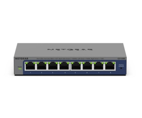 NETGEAR GS108Ev4 No administrado L2/L3 Gigabit Ethernet (10/100/1000) Gris