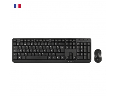 NGS Cocoa Kit, AZERTY, FR teclado Ratón incluido USB Francés Negro