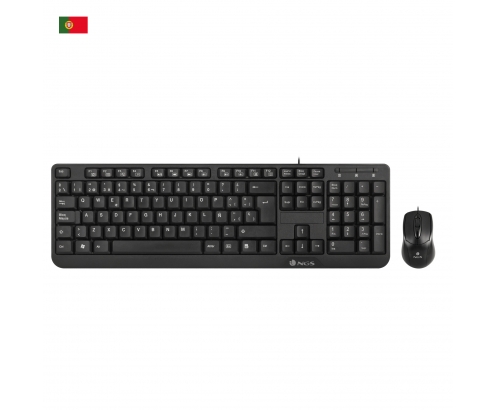 NGS Cocoa Kit, QWERTY, PT teclado Ratón incluido USB Portugués Negro