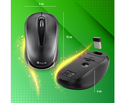 NGS EASY GAMMA ratón Ambidextro RF inalámbrico Í“ptico 1200 DPI