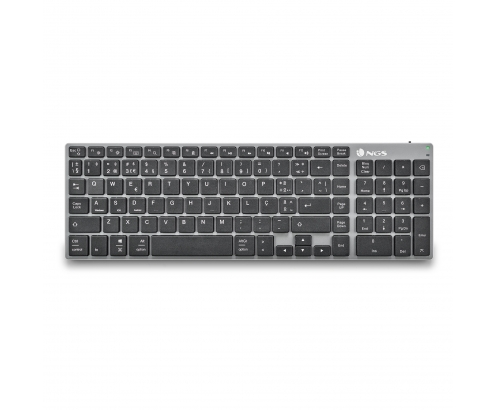 NGS FORTUNE-BT, QWERTY, PT teclado Bluetooth Portugués Negro, Plata